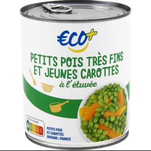 Petits pois très fins et jeunes carottes ECO+ 530 g
