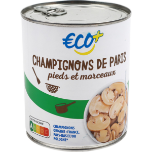 Champignons de Paris pieds et morceaux ECO+ 460 g